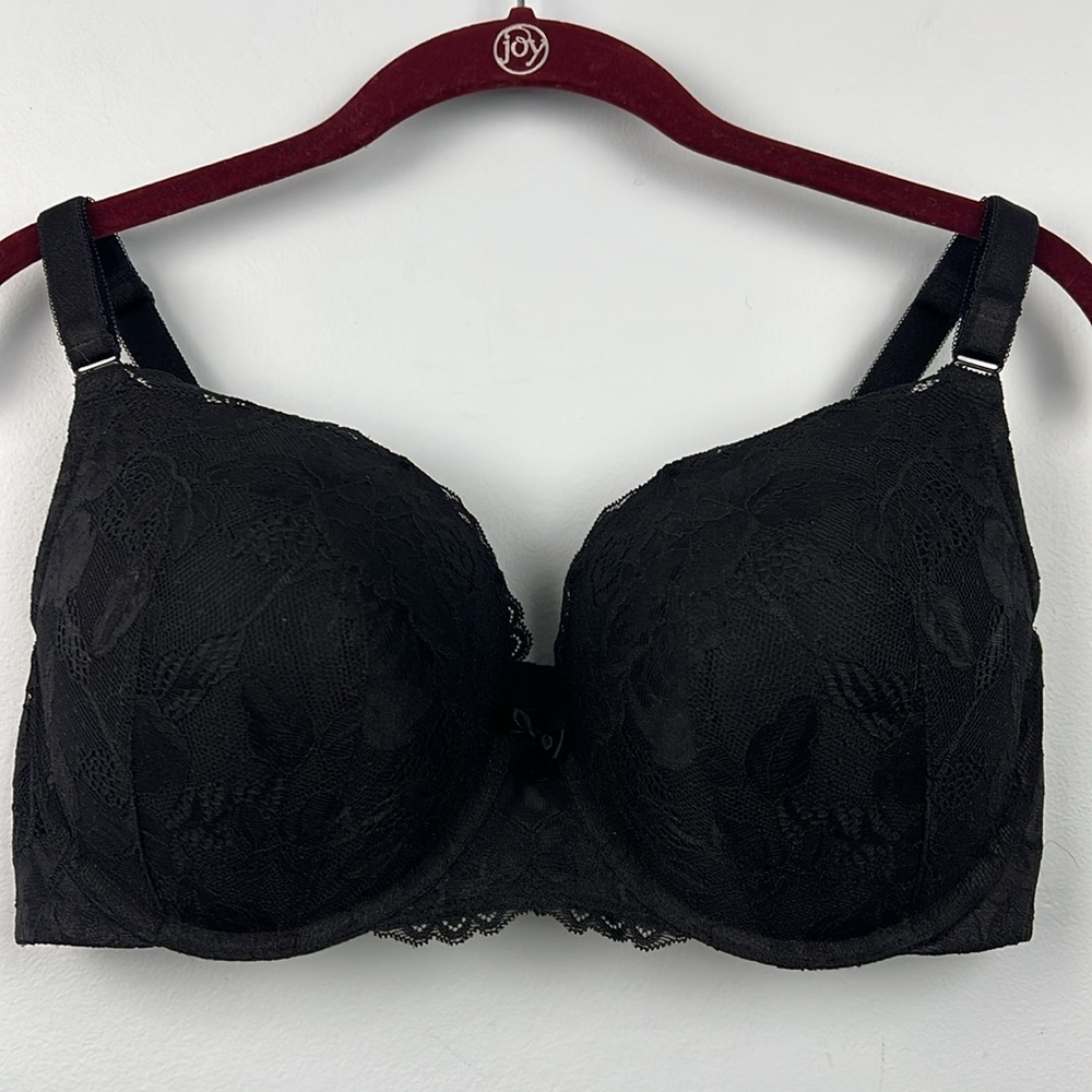 Torrid curve 38D 360 back smoothing black lace push up tshirt bra